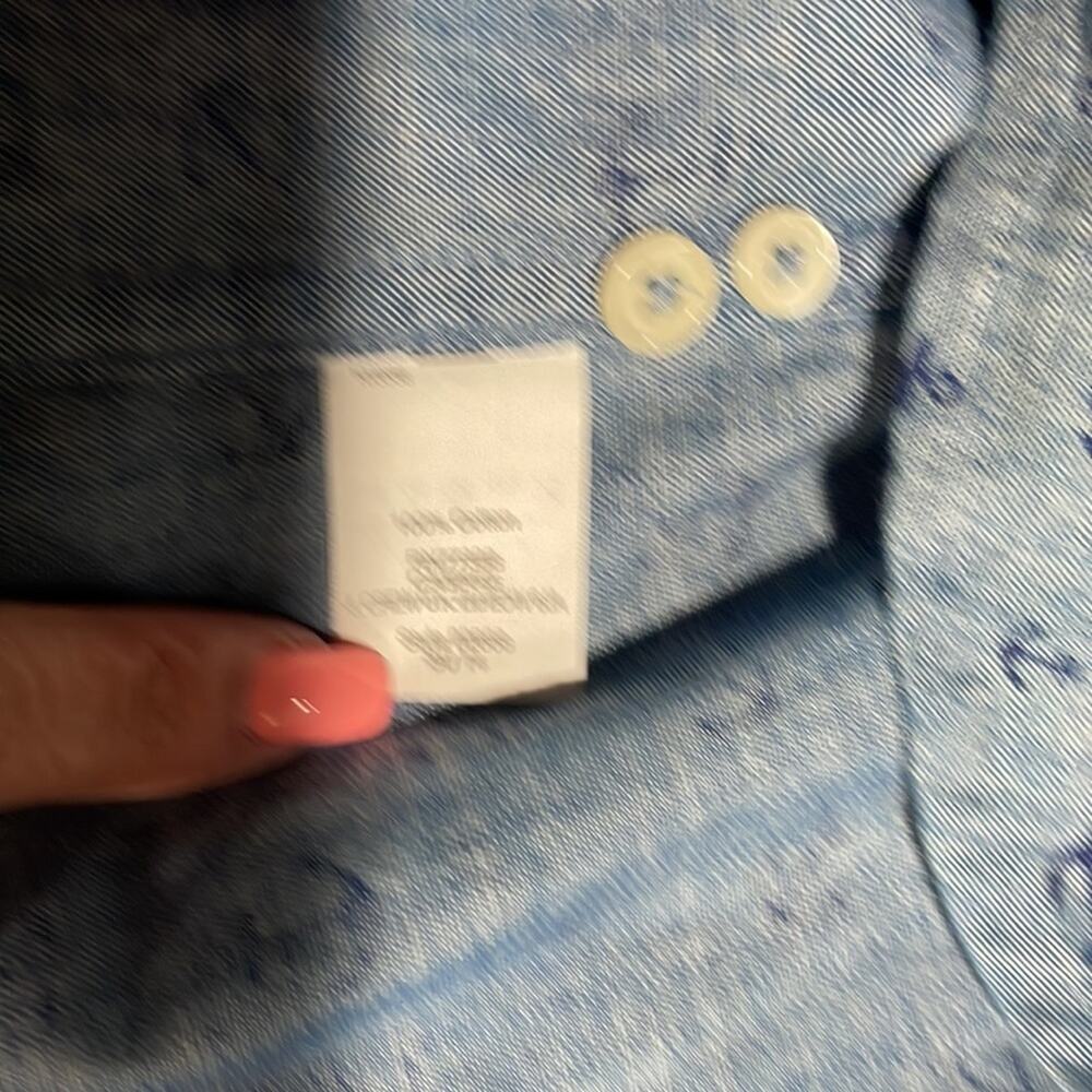 J Crew chambray anchors button-up top Sz XS Preppy Beach Coastal Roomy Cotton - Picture 8 of 8